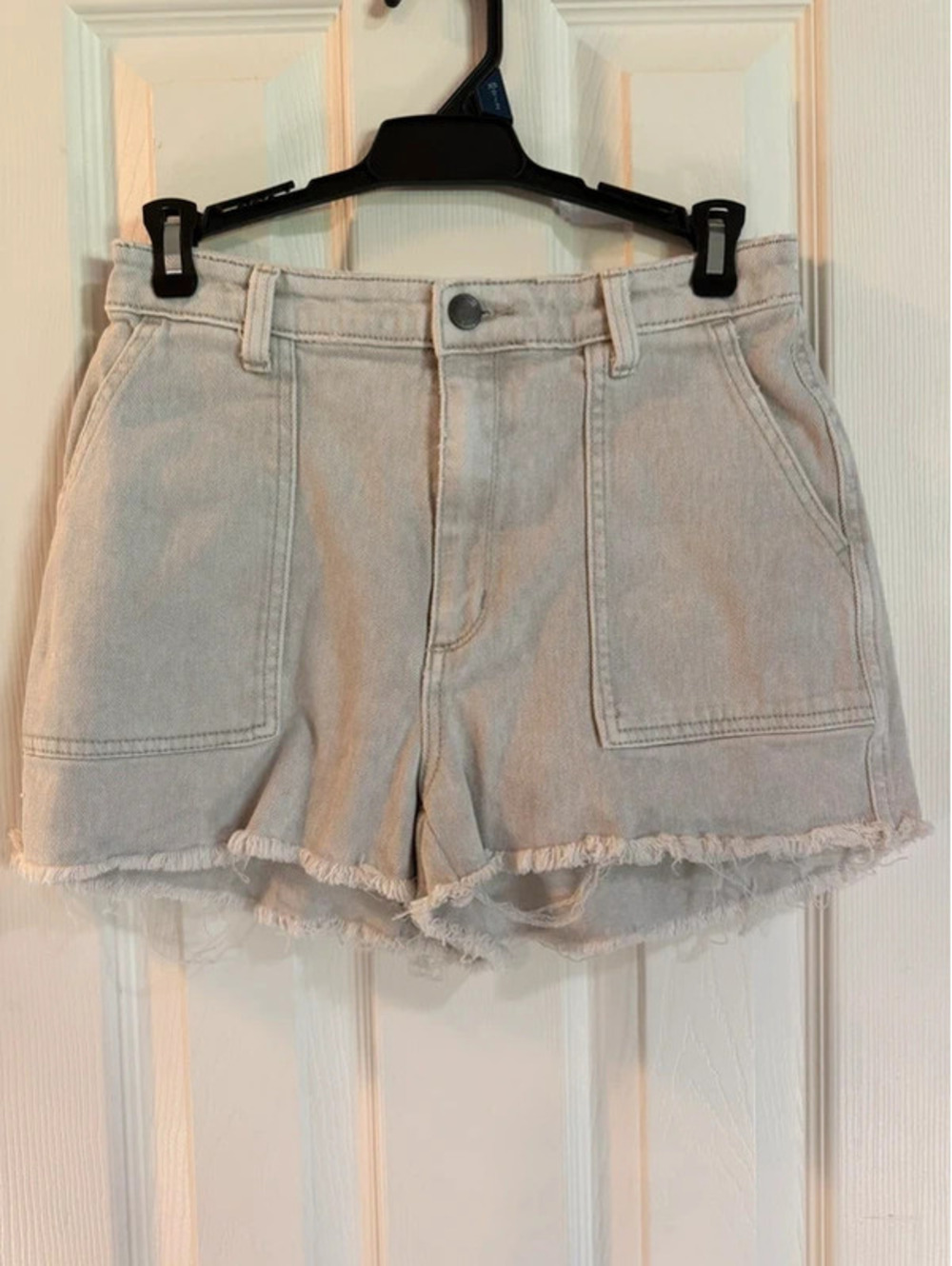 Gray washed denim shorts